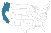 Karte der USA mit den Bundesstaaten der Westküste